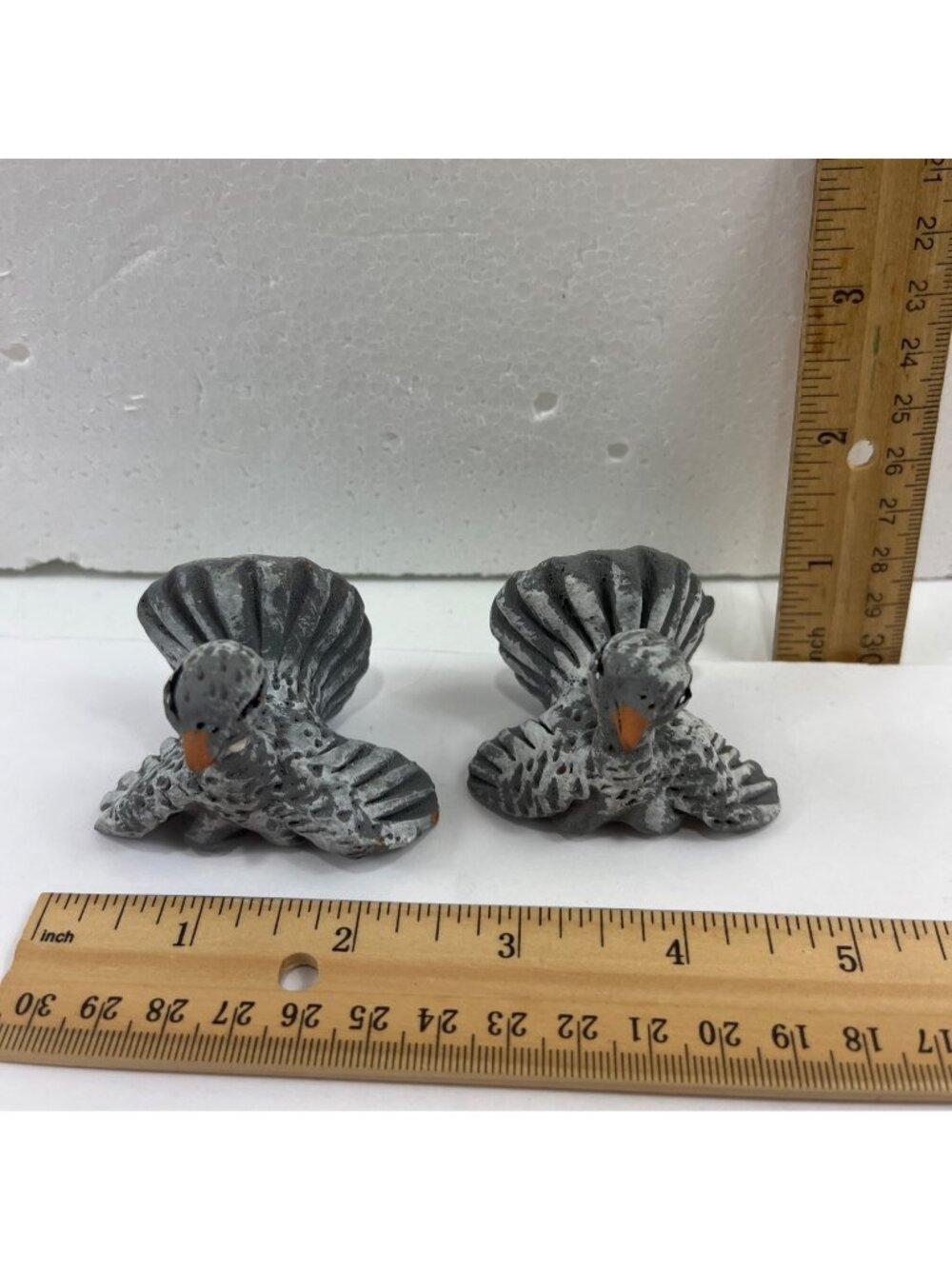 Miniature Gray Turkey Figurines - Set Of 2 - Rustic Decor - Approx. 2.5" Tall 56 - Picture 4 of 5
